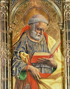 St. Peter, detalje fra SantEmidio polyptykonen, 1473 tempera på paneldetalje af 76636 af Carlo Crivelli