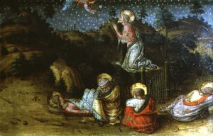 The Agony in the Garden, venstre hånd predella panel fra San Silvestro polyptykon af Carlo Crivelli