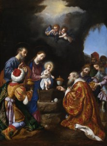 Magiernes tilbedelse (olie på lærred) af Carlo Dolci