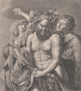 Bacchus ledsaget af en Bacchante og en faun, 1768 af Carlo Faucci