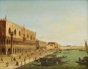 Der Dogenpalast i Venedig mit Riva degli Schiavoni af Carlo Grubacs