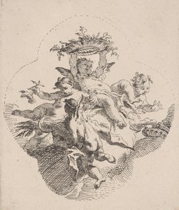 Putti holder blomster, 1725-75.