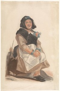 Als vrouwen verkleiden man met rozenkrans, zitten Asana (titel på objekt) Ansigter portrætter af mennesker, der tjener til at underholde den florentinske offentlighed (serietitel) af Carlo Lasinio