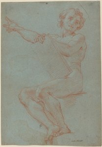 En siddende mand med en tablet af Carlo Maratta