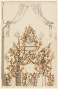 Design til en katafalk for Charles Emanuel III af Sardinien af Carlo Marchionni
