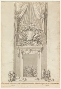 Døråbning til San Salvatore i Lauro med dekoration til begravelsen af kong Frederik August III af Polen, Rom, Italien af Carlo Marchionni