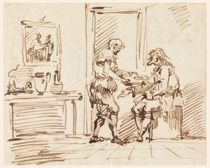 Tegning, En genrescene, 1725-50 af Carlo Marchionni