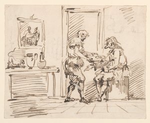 Tegning, En genrescene, 1725-50 af Carlo Marchionni