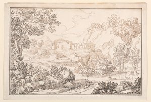Tegning, Et landskab, 1770-86 af Carlo Marchionni