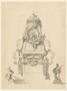 Tegning, Katafalk til en konge, ca. 1765 af Carlo Marchionni