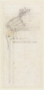 Tegning, design til en dørkasse, 1725-50 af Carlo Marchionni