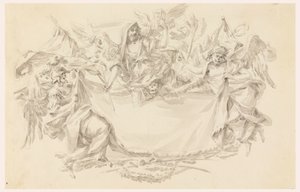 Tegning, Design til et klæde som sted for en inskription, 1750-86 af Carlo Marchionni