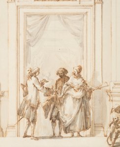 Tegning, design til nordportalen, det store galleri, Villa Albani, Rom, Italien, 1755-56 af Carlo Marchionni