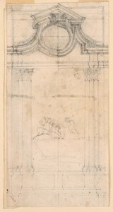 Tegning, Design af et gravmonument til et kloster, ca. 1745 af Carlo Marchionni