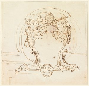 Tegning, paveligt våbenskjold, 1740-58 af Carlo Marchionni