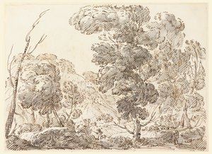 Tegning, Vej i et bjergrigt land, 1770-1786 af Carlo Marchionni