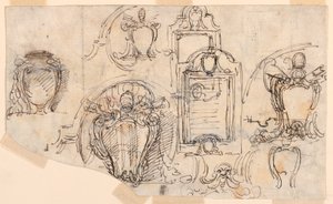 Tegning, skitser, 1740-58 af Carlo Marchionni