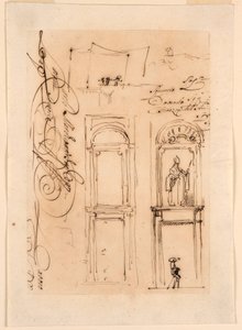 Tegning, skitser og manuskript, 1765 af Carlo Marchionni