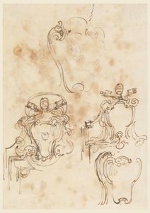 Tegning, Skitser til rammer og rosetter, 1758-69 af Carlo Marchionni