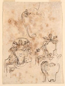 Tegning, Skitser til rammer og rosetter, 1758-69 af Carlo Marchionni