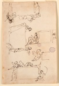 Tegning, Skitser til en tavle, ca. 1750 af Carlo Marchionni