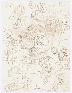Tegning, studier af hoveder, 1760-80 af Carlo Marchionni