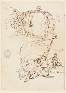Tegning, Tre skitser, før 1775 af Carlo Marchionni