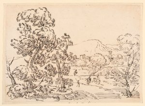 Tegning, træbevokset landskab, 1750-1770 af Carlo Marchionni