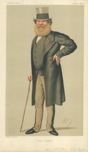 Oberst The Right Hon Thomas Edward Taylor, Lately whipped, 4. juli 1874, Vanity Fair tegneserie af Carlo Pellegrini