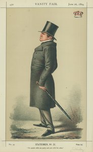 Lord Stanley, han taler med den ene part og handler med den anden, 26. juni 1869, Vanity Fair tegnefilm af Carlo Pellegrini