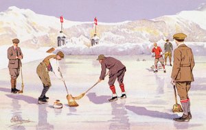 The Curling Rink (farve litho) af Carlo Pellegrini
