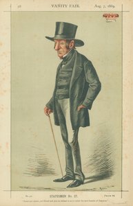 Hertugen af Somerset, stolt og oprigtig, men alligevel liberal og retfærdig nægtede han at tjene under denne mest ydmyge premiere, 7. august 1869, Vanity Fair-tegnefilm