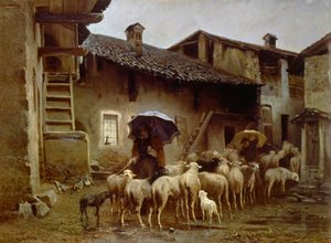 Vend tilbage til stalden af Carlo Pittara (1836-1890)