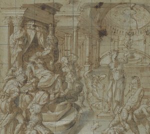 Den hellige Katarina af Alexandrias martyrium, 1560-70. af Carlo Portelli