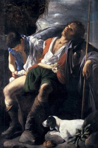 Saint Roch trøstet af en engel