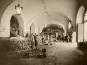 Interiør af den militære læderdepot, under den store krig (s/h foto)