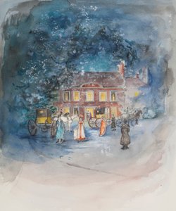 Og klokken blev ringet, og vognene talt for, 2010 (pastel & wc på papir)