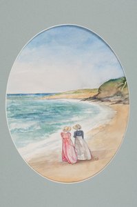 Anne & Henrietta spadserer ned til havet, 2006 (wc på papir)