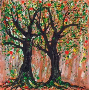 Pomegranate Tree, 2012 (akryl og blæk på lærred) af Carolyn Mary Kleefeld