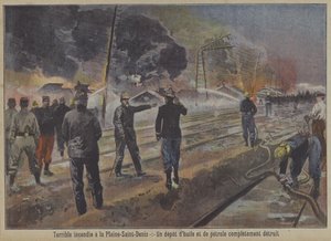 Ødelæggelse af et olie- og benzinlager ved en brand i La Plaine-Saint-Denis i Paris