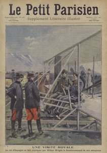 Wilbur Wright forklarer, hvordan sit fly fungerer, til kong Alfonso XIII af Spanien