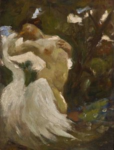 Leda og svanen (olie på lærred)