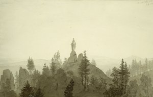 Statue af Madonna i bjergene af Caspar David Friedrich