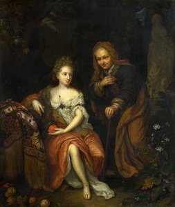 Vertumnus og Pomona af Caspar (follower of) Netscher