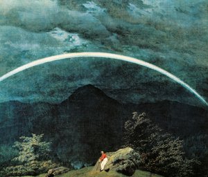 Detalje af bjerglandskab med regnbue, af Caspar David Friedrich (1774-1840) af Caspar David Friedrich
