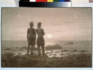 ""To mænd ser på havet fra kysten"" (To mænd ved kysten) Akvarel af Caspar David Friedrich (1774-1840) 1835 Dim. 25,9 x 22,2 cm Pushkin Museum Moskva af Caspar David Friedrich