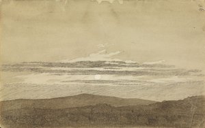 Bjerglandskab ved solnedgang af Caspar David Friedrich