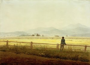 Bjerglandskab med figur (Schmiedeberger Kamm) af Caspar David Friedrich