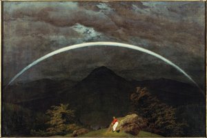 Bjerglandskab med regnbue af Caspar David Friedrich
