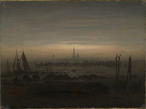 Greifswald i måneskin af Caspar David Friedrich